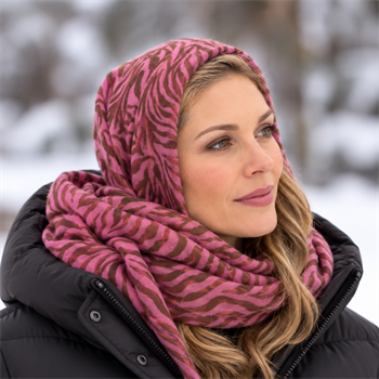 Rosa/Lime 100% Cashmere tørklæde fra Birdie